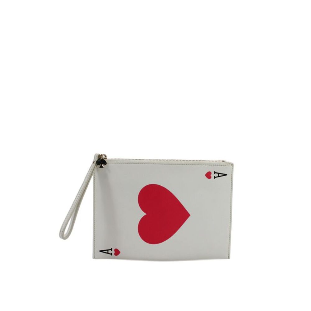 Kate Spade New York Womens Place Your Bets Ace of Hearts Wristlet White Red